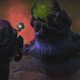 A Traveler confronting a sand worm.